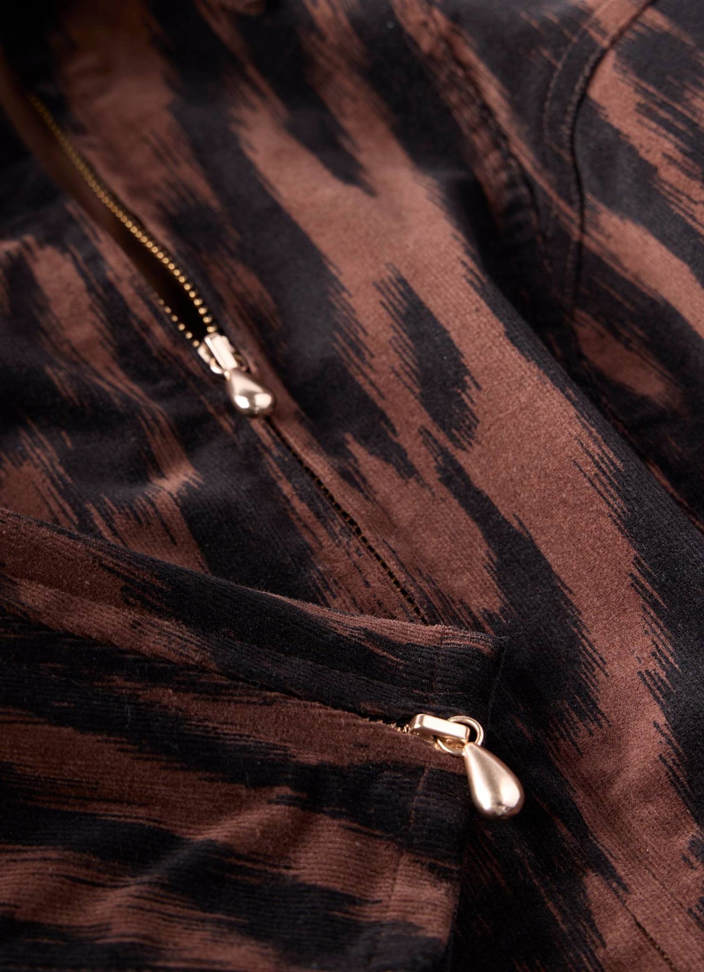 Brown Zebra Print Corduroy Mini Dress