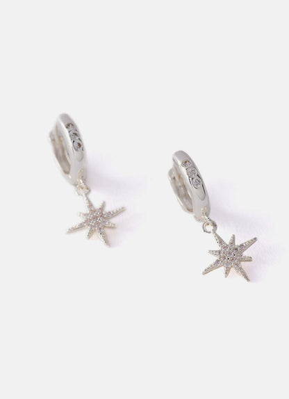 Silver Plated Star Hoop Earrings