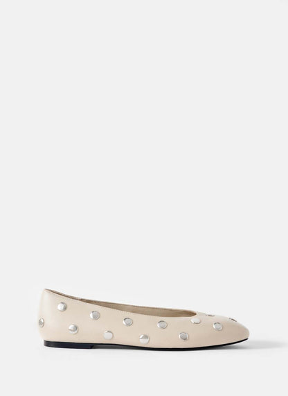 Coco Neutral Studded Leather Flats