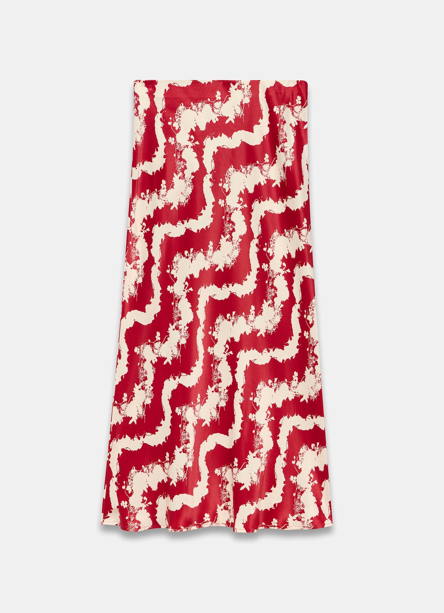 Red Wavy Print Slip Skirt