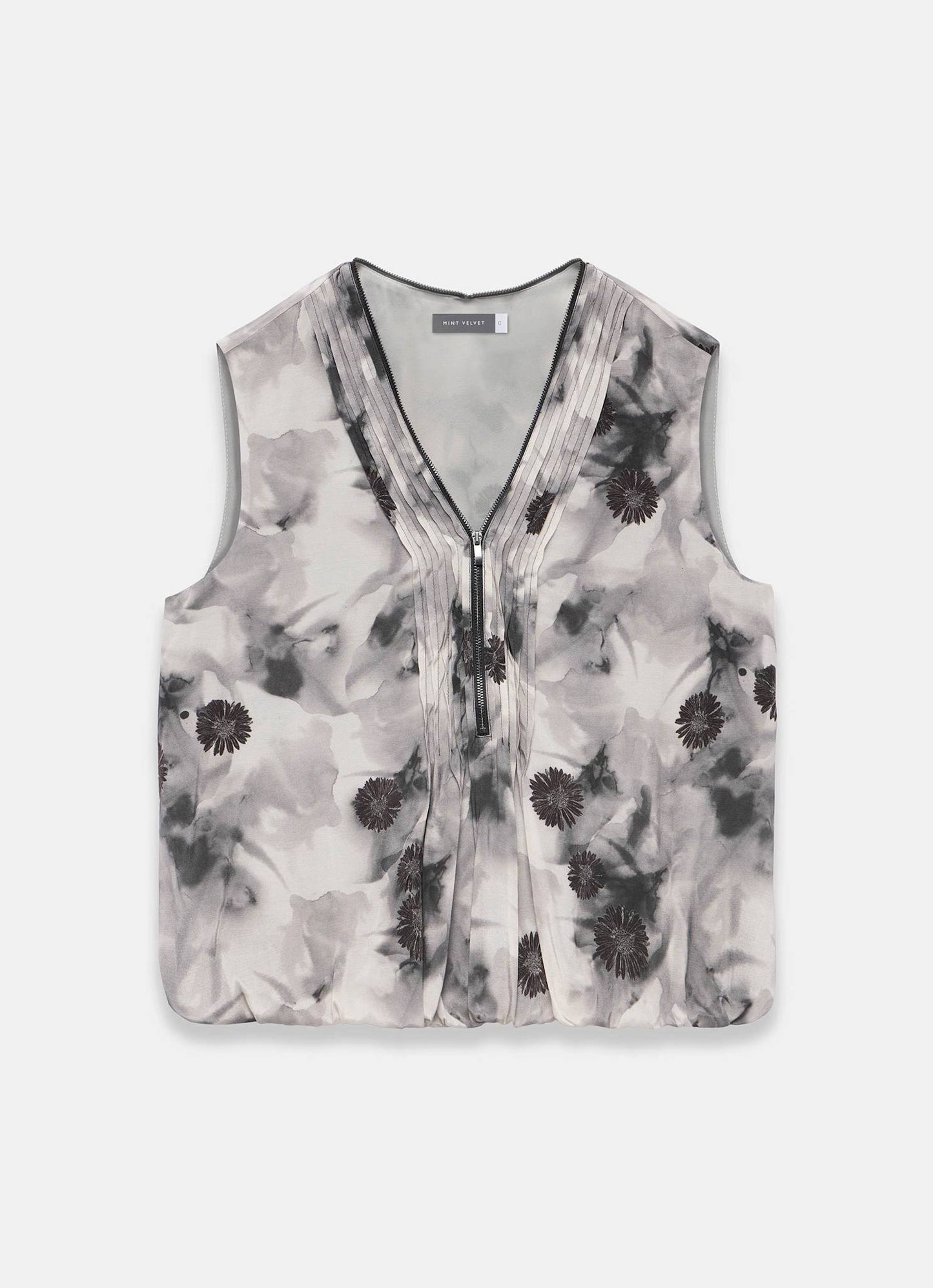 Grey Floral Print Top