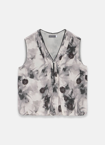 Grey Floral Print Top
