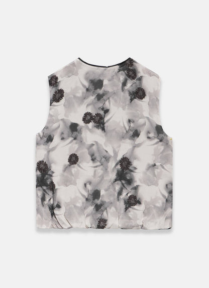 Grey Floral Print Top