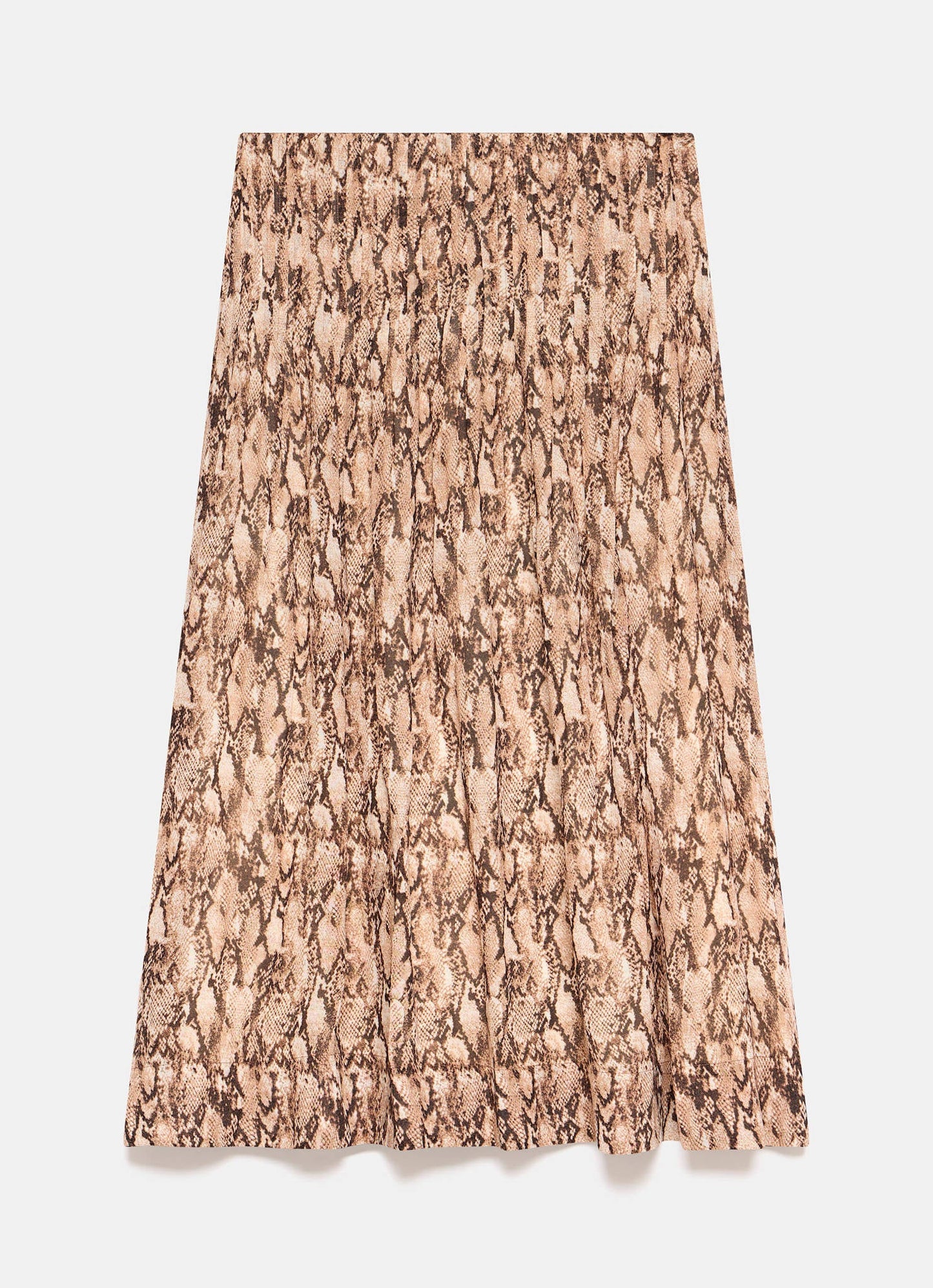 Brown Snake Print Midi Skirt