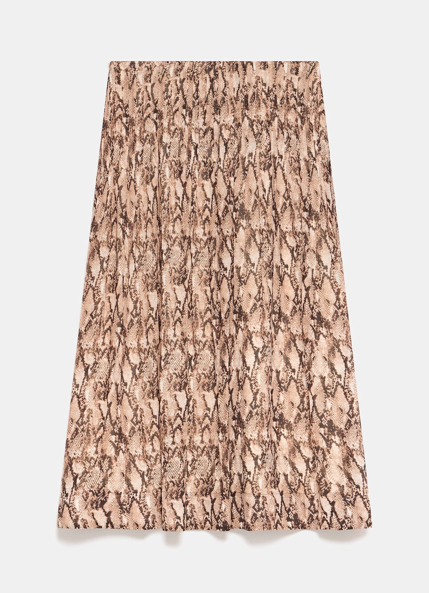 Brown Snake Print Midi Skirt