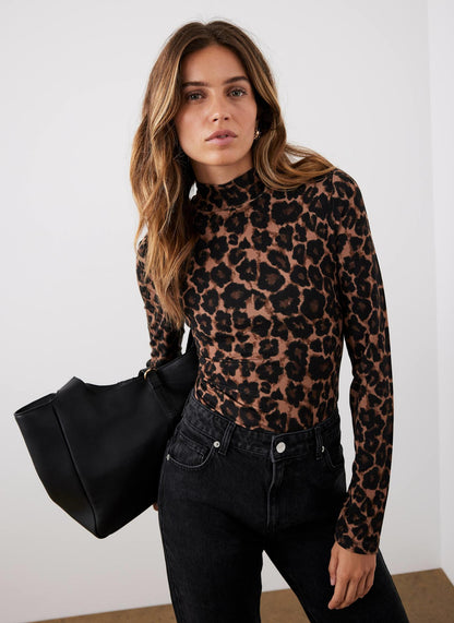 Leopard Print High Neck Top