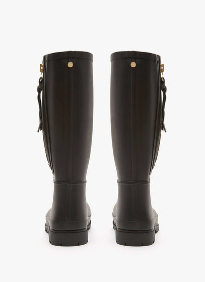 April Black Zip Wellies