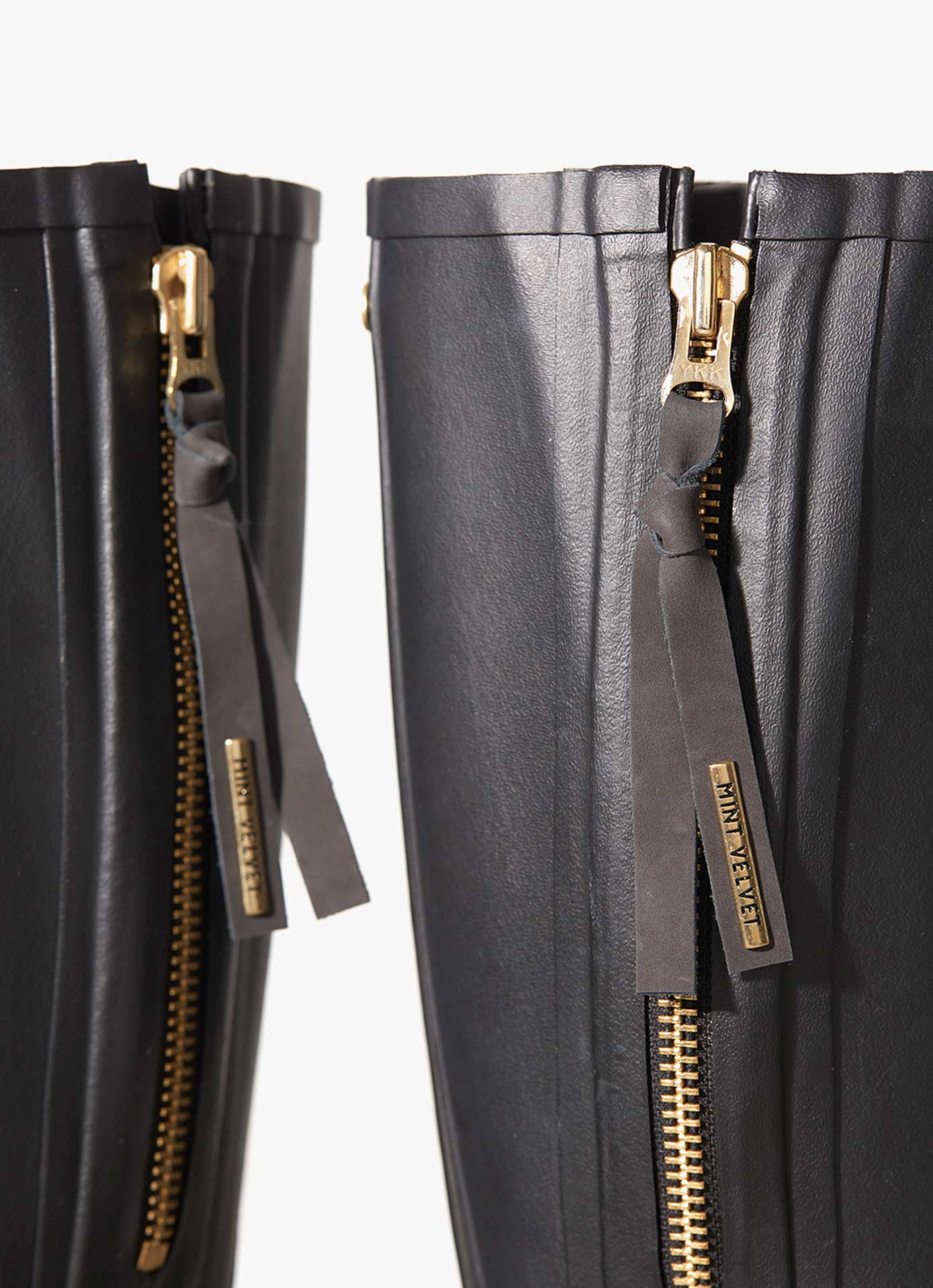 April Black Zip Wellies