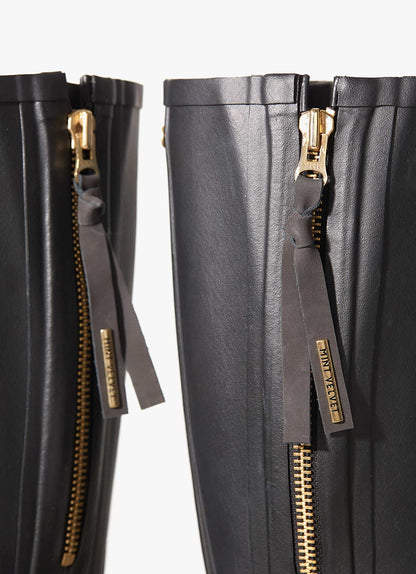April Black Zip Wellies