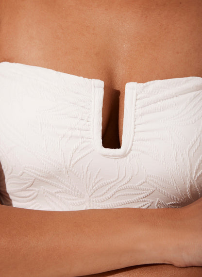 White Textured Bandeau Swimsuit