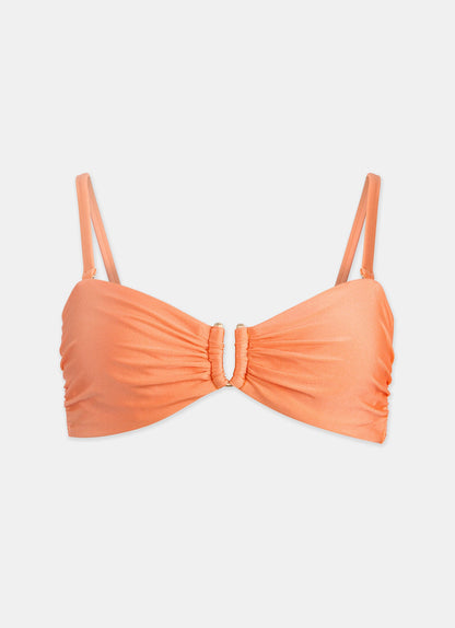Orange Bandeau Ruched Bikini Top