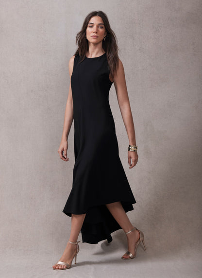 Black Asymmetric Midi Dress