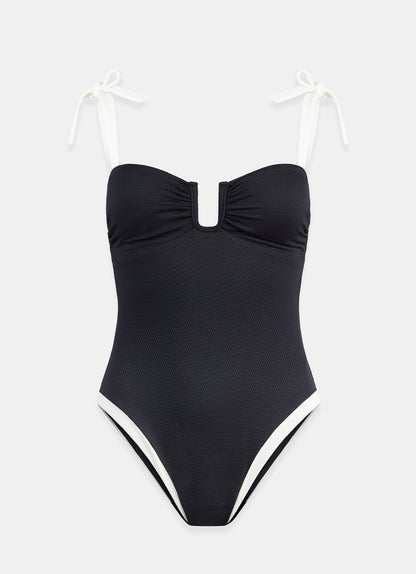 Black Balconette Bow Swimsuit