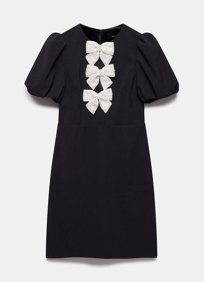 Black Bow Detail Mini Dress