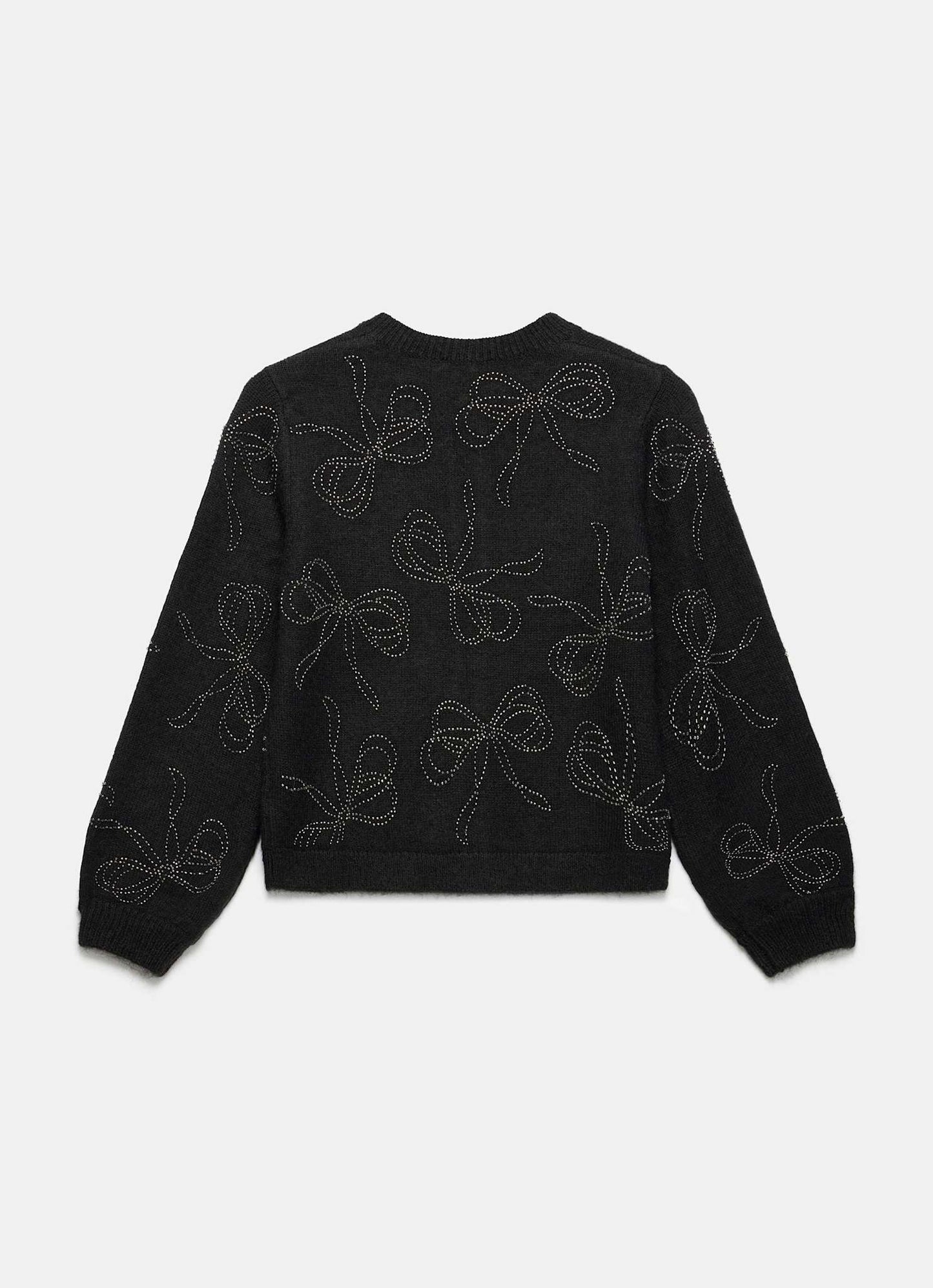 Black Bow Detail Embellished Cardigan
