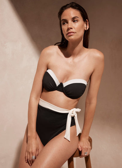 Black Bow High Waisted Bikini Bottoms