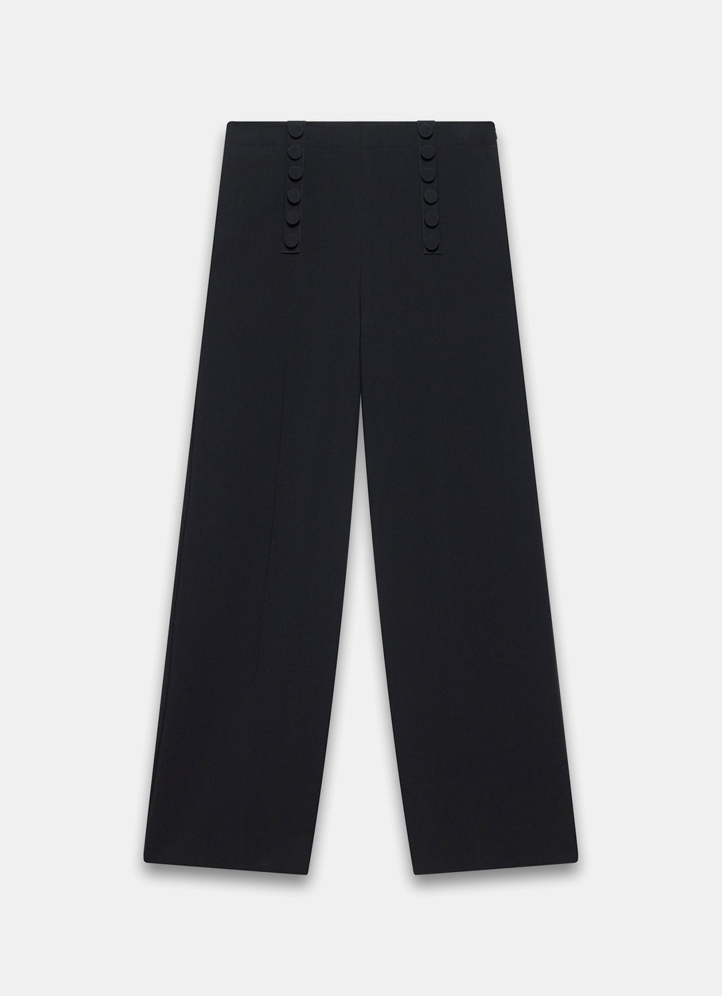 Black Button Detail High Waisted Wide Trousers