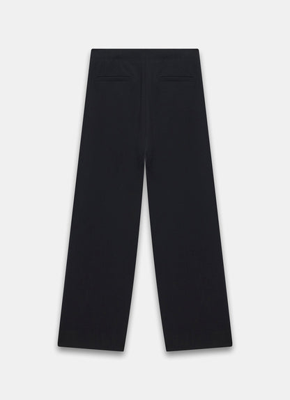 Black Button Detail High Waisted Wide Trousers