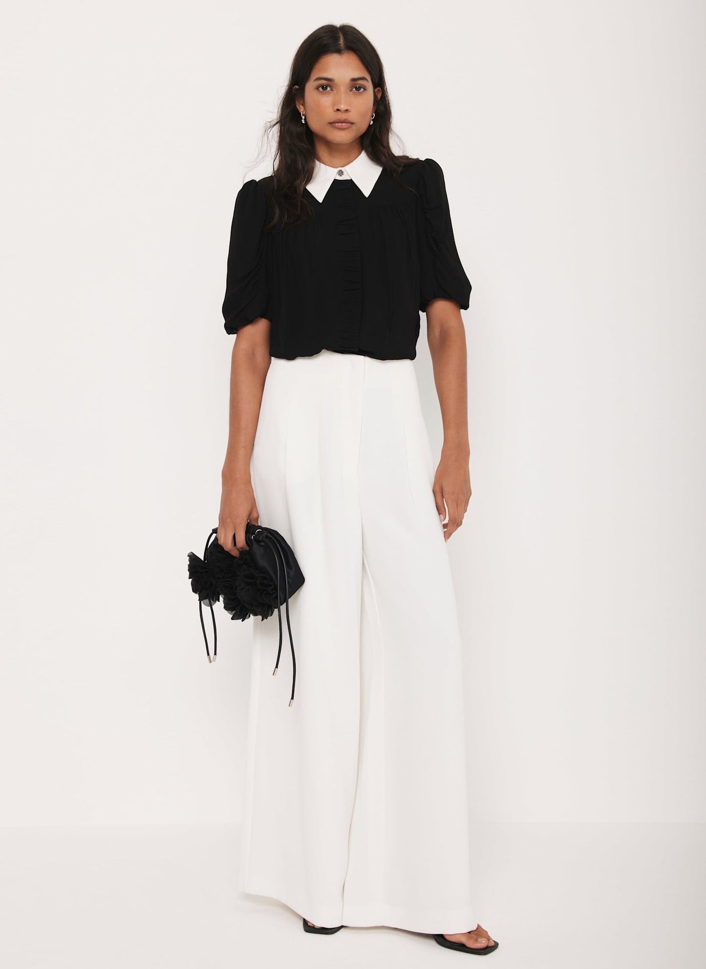 Black Contrast Collar Shirt