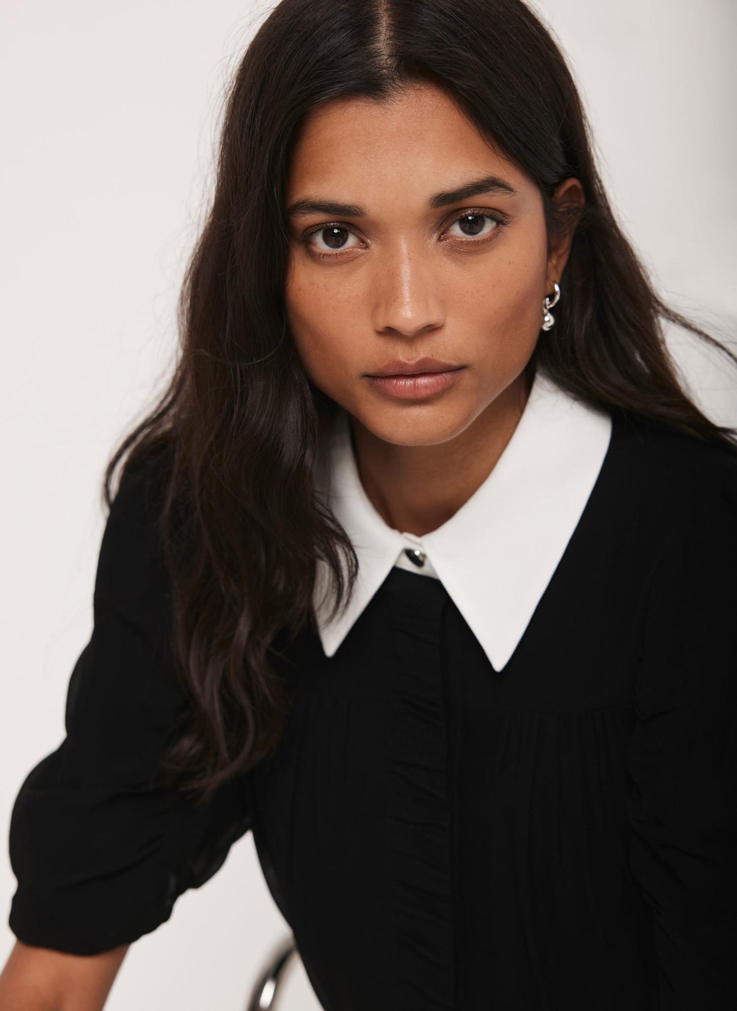 Black Contrast Collar Shirt