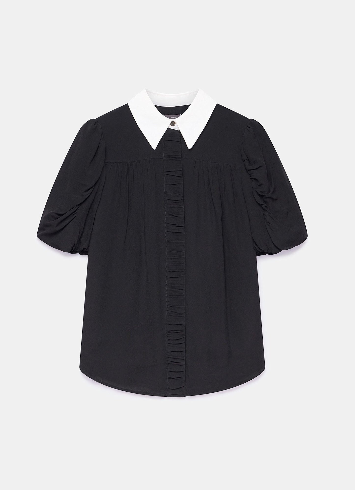 Black Contrast Collar Shirt