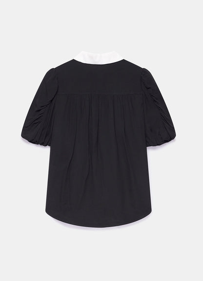 Black Contrast Collar Shirt
