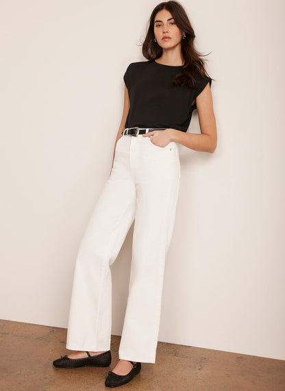 Black Cotton Extended Shoulder T-Shirt