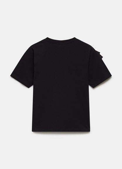 Black Cotton Frill T-Shirt