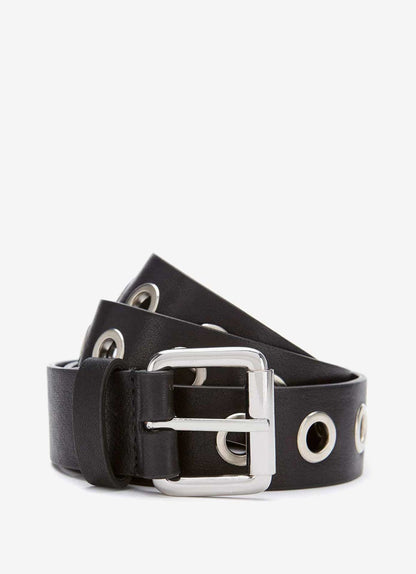 Black Eyelet Leather Belt