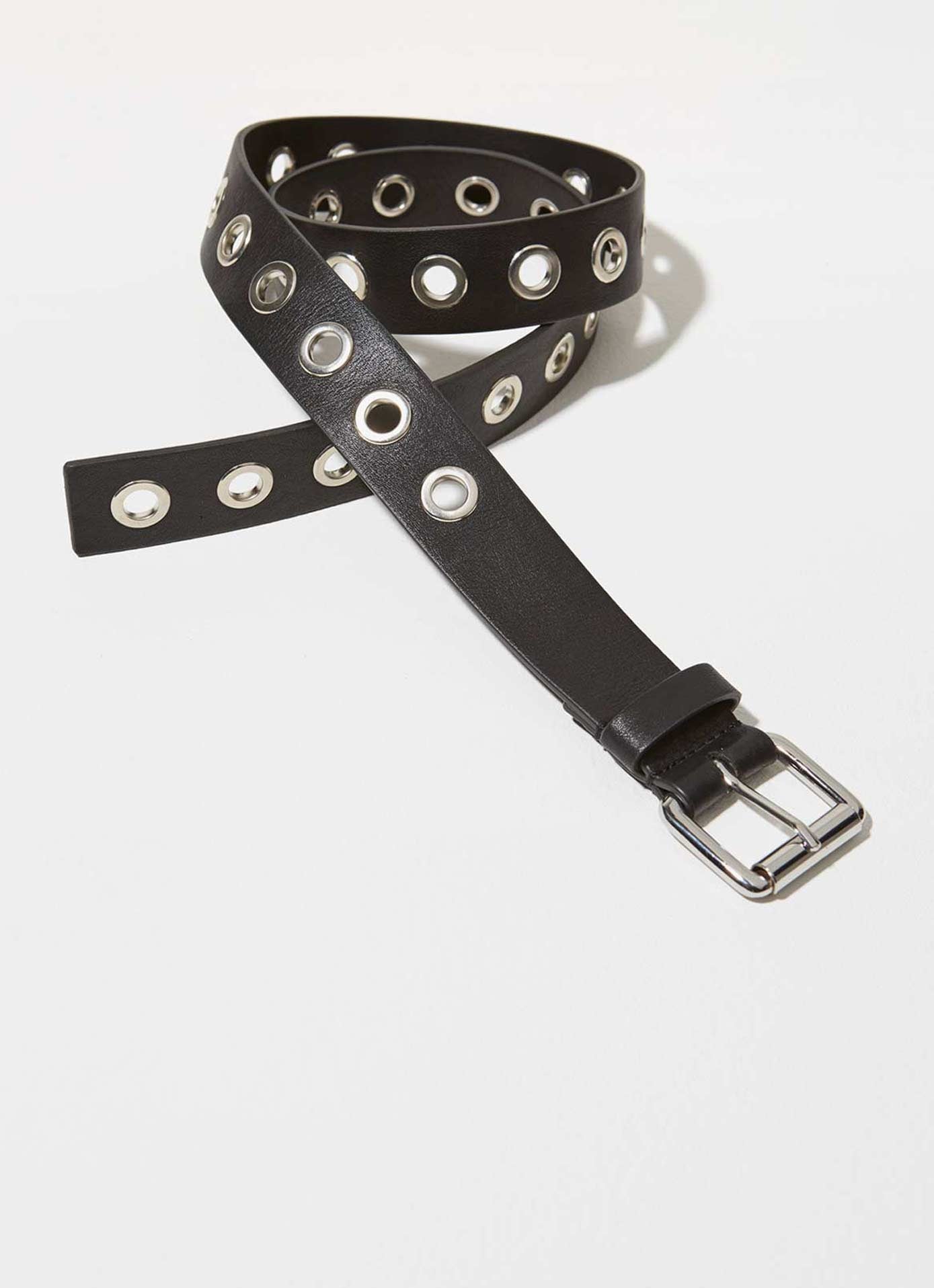 Black Eyelet Leather Belt