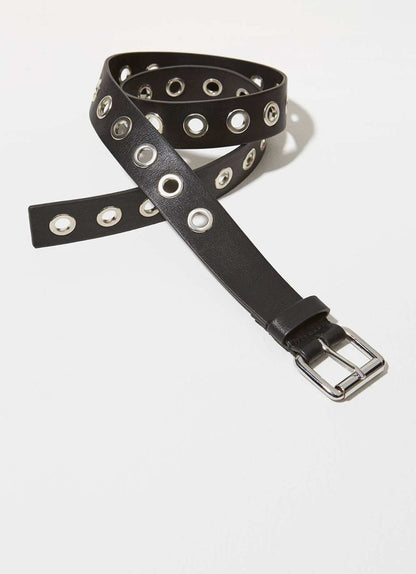 Black Eyelet Leather Belt