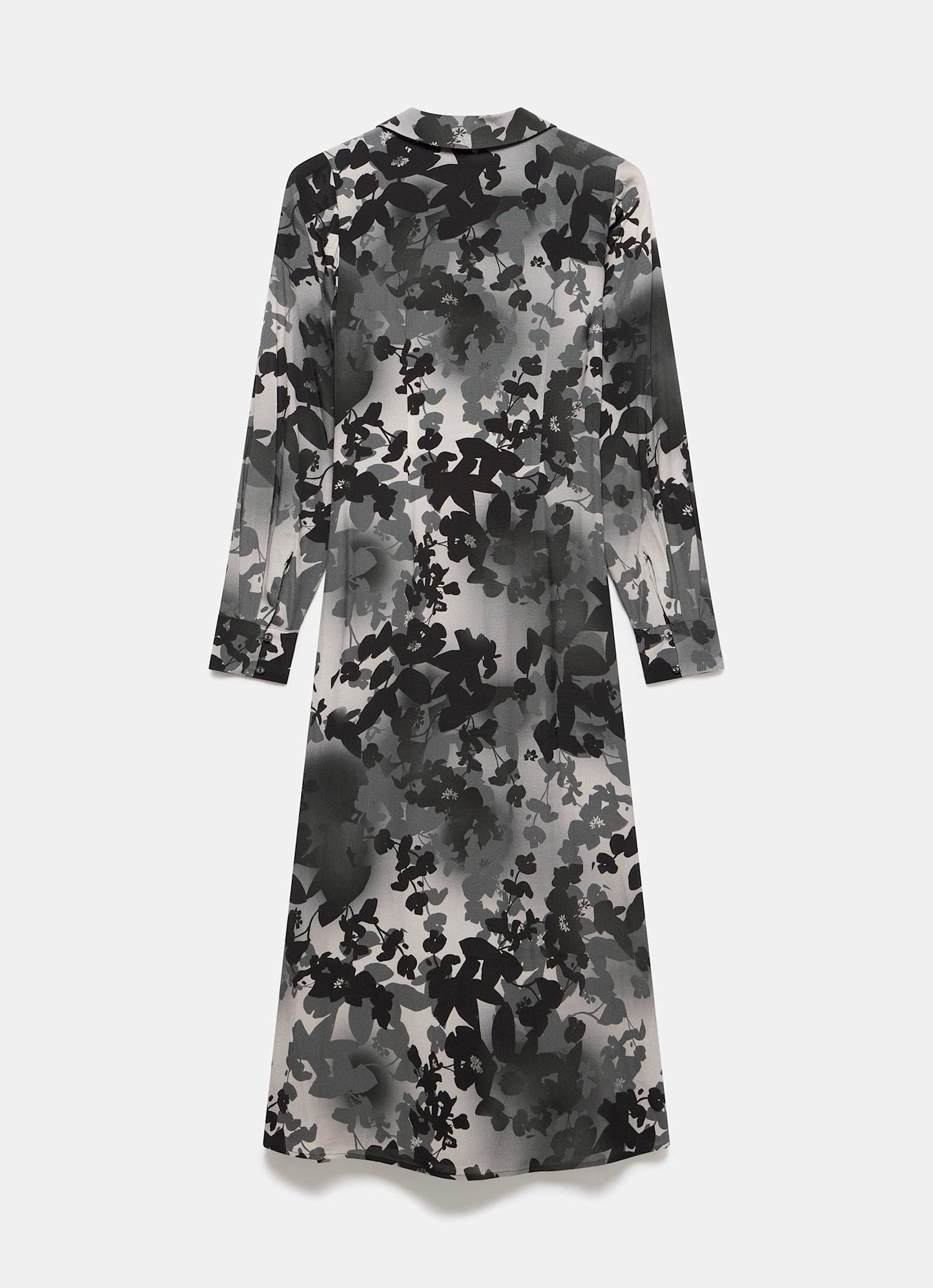 Black Floral Print Midi Dress
