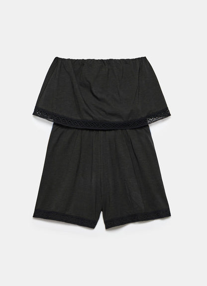 Black Jersey Bandeau Playsuit