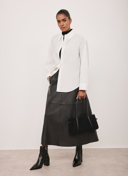 Black Leather Midi Skirt