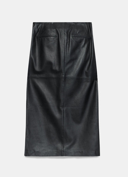 Black Leather Midi Skirt