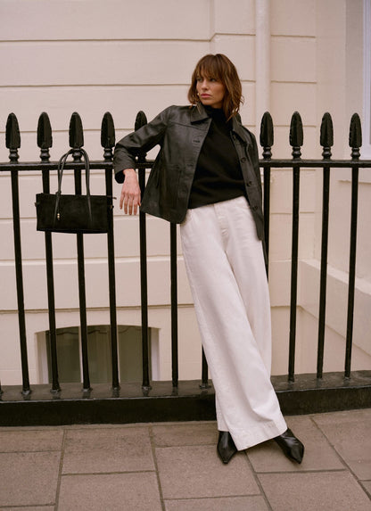 Black Leather Pocket Detail Jacket