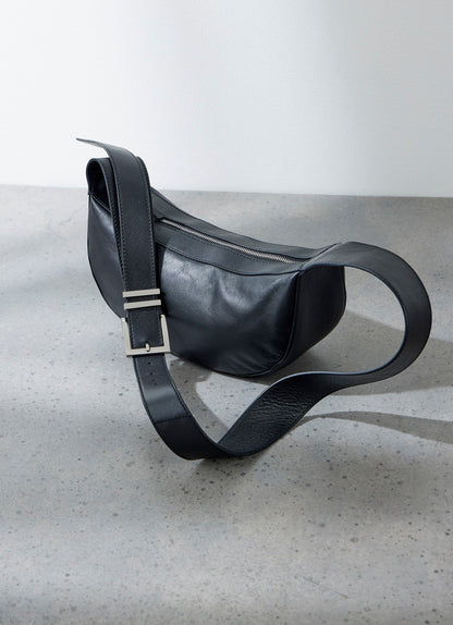 Black Leather Sling Bag