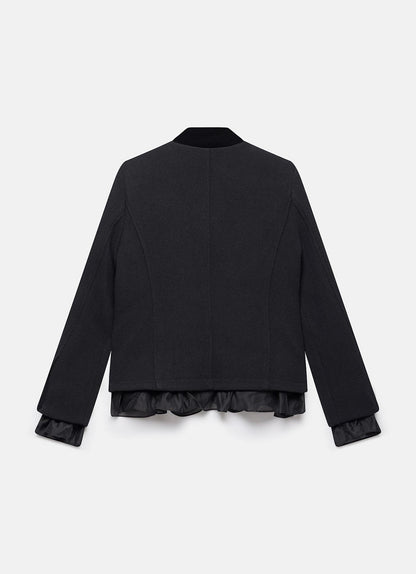 Black Military Wool Blend Jacket