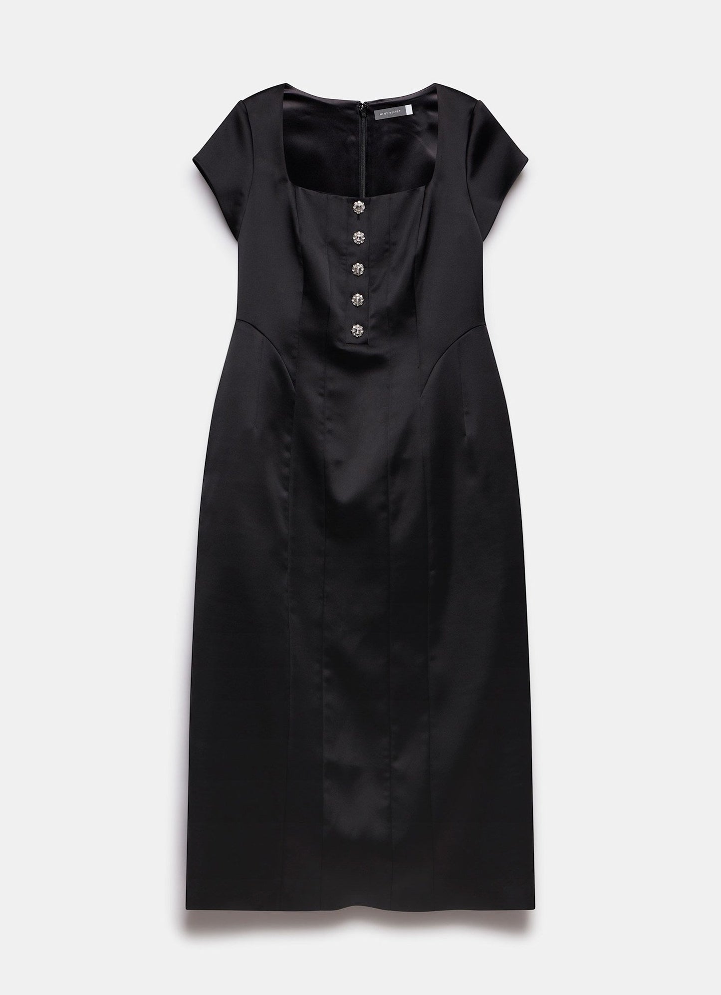 Black Satin Midi Dress