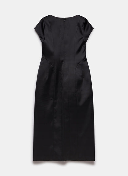 Black Satin Midi Dress