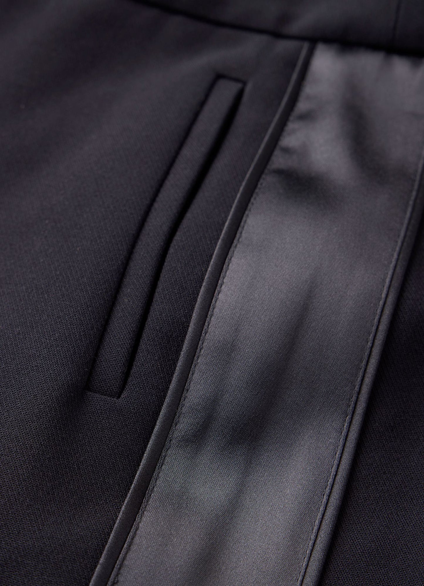 Black Satin Stripe Wide Trousers