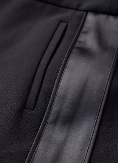Black Satin Stripe Wide Trousers