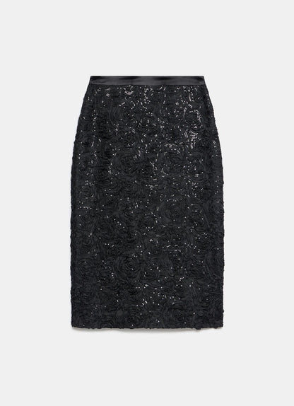 Black Sequin Midi Skirt