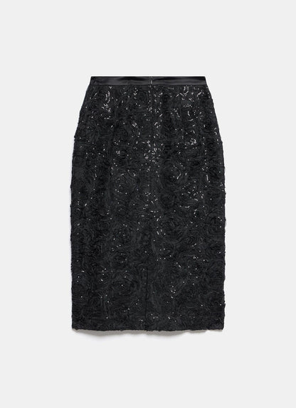 Black Sequin Midi Skirt