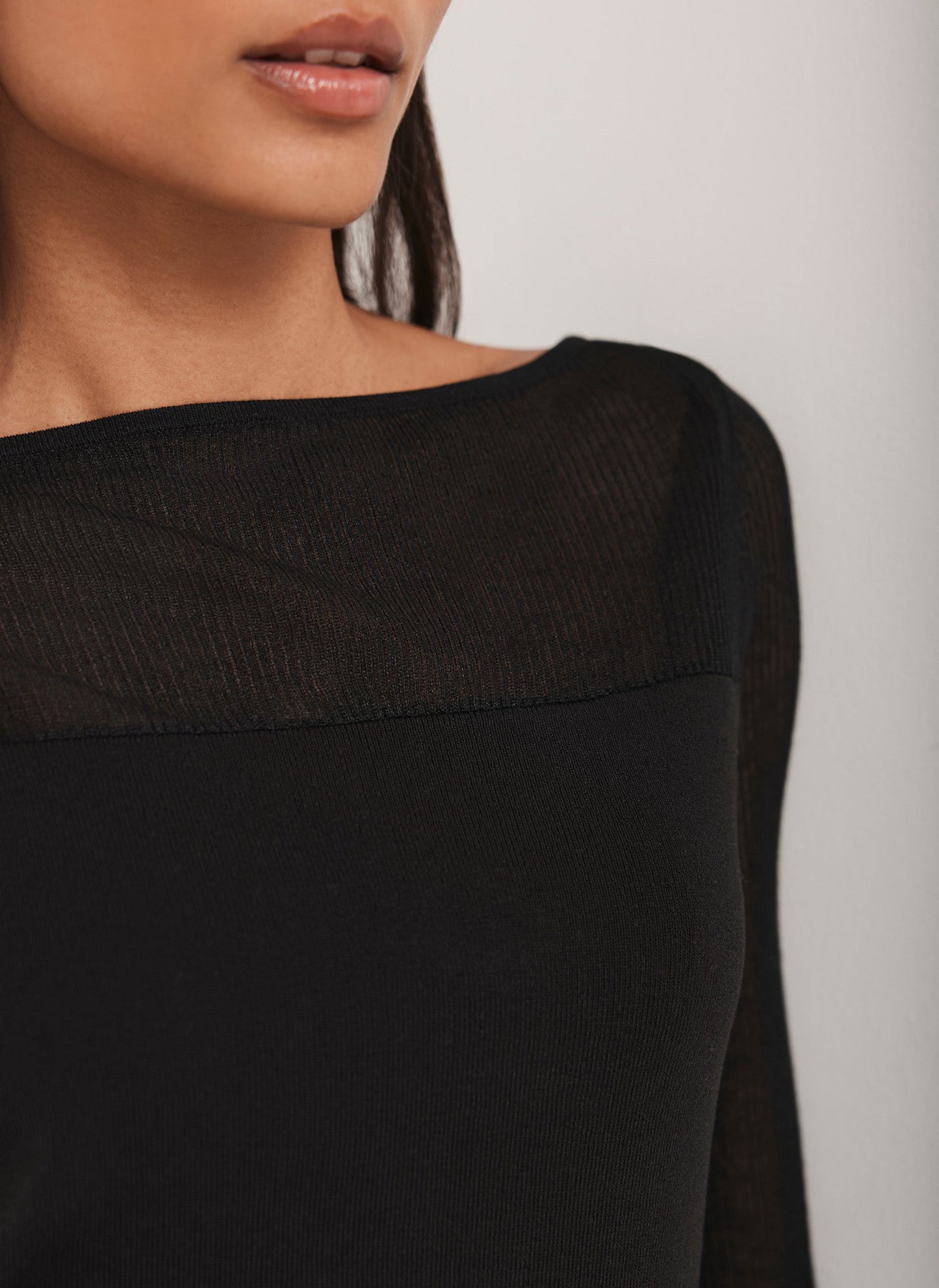 Black Sheer Knit Top