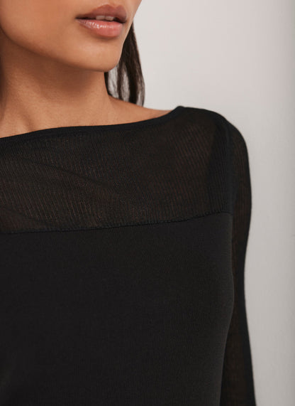 Black Sheer Knit Top