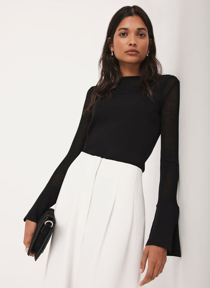 Black Sheer Knit Top