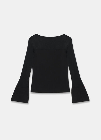 Black Sheer Knit Top