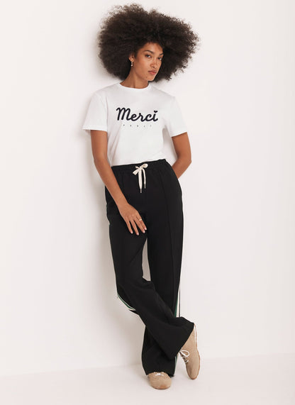 Black Wide Side Stripe Trousers