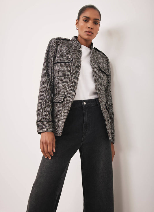 Black Textured Military Jacket